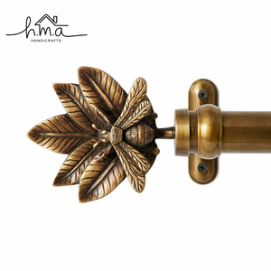 Antique Brass Toilet Paper Holder <b>Leaf</b> and Bee Motif <b>Decorative</b> Backplate Cylindrical Rod Design Vintage <b>Wall</b> Mount Bathroom - Product Image 1