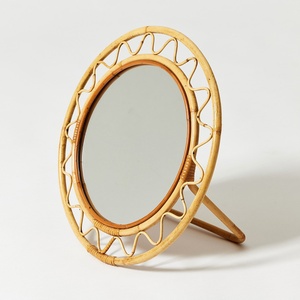 Handmade rattan cane <b>table</b> <b>mirror</b> cheapest cost statement <b>mirrors</b> for desktop <b>vanity</b> display - Product Image 4