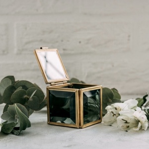 Caja Organizadora de Joyería de Cristal Negro de Lujo al por Mayor, Mini Caja de Almacenamiento de Joyería de Latón para Decoración - Product Image 2