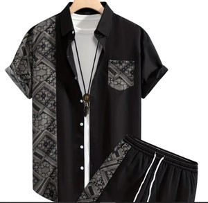 Conjunto de Dos Piezas Tejido para Hombre, Transpirable, para Verano |   Ropa Deportiva Ligera de Secado Rápido, 100% Poliéster, Fusión sin Costuras - Product Image 4