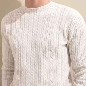 Pull en tricot blanc pour homme, manches longues, couleur unie, laine/acrylique, coupe classique, respirant et à séchage rapide, hiver 2027 - Product Image 3