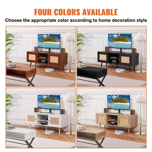 Lussuoso Mobile TV in Rattan Stile Boho per TV da 55 Pollici, Console TV Moderna Mid-Century con Ripiani Regolabili - Product Image 6