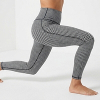 Leggings taille haute brossés avec logo personnalisé, longueur intégrale, extensibles, tricotés, pour femme, sportifs, toutes saisons