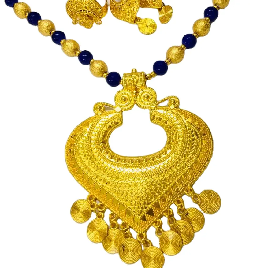 Juego de joyería de moda de tela india con plumas de pavo real abiertas, collar, joyería de Dubái, juegos chapados en oro y plata de 24K, buena suerte