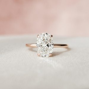 Fine Jewelry Luxury 9k Yellow Gold IGI Certificate Lab Grown Diamond 3ct Oval Cut Engagement <b>Solitaire</b> Wedding <b>Ring</b> - Product Image 1