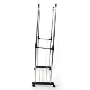 Appendiabiti a doppia barra in argento con ripiano per scarpe, supporto allungabile verticalmente per l'organizzazione domestica - Product Image 2