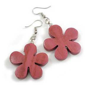 Boucles d'oreilles pendantes en bois islamiques MN EXPORTS pour femmes, style mignon, bijoux tendance, couleur rose - Product Image 5