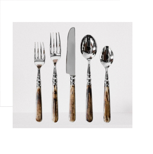 Juego de Cubiertos de Acero Inoxidable de 5 Piezas con Mango de Hueso Trenzado, Juego de Cubiertos de Lujo Aptos para Lavavajillas, Sostenibles para Hoteles y Bodas - Product Image 2