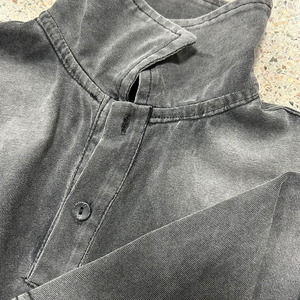 Conjunto de Polo y Pantalones Cortos para Hombre, Tejido 100% Algodón, Sin Costuras, Lavado Ácido, Estilo Vintage, Streetwear, Venta al Por Mayor OEM - Product Image 5