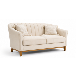 Sofá de Tela Curvo Moderno de Lujo, 3 Plazas, Madera Maciza, Muebles de Salón para Sala de Estar, Hotel, Villa, Apartamento, Madera de Teca - Product Image 2