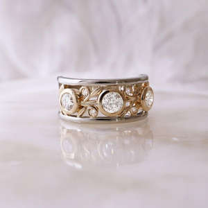 Igi/gia แล็บตัดเพชรวินเทจ14K สีเหลืองงานแต่งงาน/หมั้นแหวน unisex สีขาวทองงานครบรอบปาร์ตี้-แหวนที่คู่ควร - Product Image 3