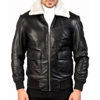 Blouson Bomber en Cuir de Vachette Noir Écologique pour Homme, Col Montant, Fermeture Éclair, Manches Classiques, Couleur Unie, Coupe Slim Hiver