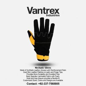 Guantes Mecánicos de Poliéster Vantrex Industries, Negros y Amarillos, 12 oz, 10 Pulgadas, Puño Reforzado, Resistentes a la Abrasión, Antideslizantes - Product Image 3