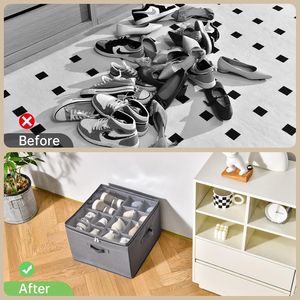 Set di 2 Organizzatori Regolabili per Scarpe da Armadio, Contenitori in Tessuto per Scarpe, Capacità fino a 32 Paia - Product Image 4