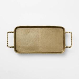 ถาดเสิร์ฟอะลูมิเนียมตกแต่งพร้อมหูจับรูปกลีบกุหลาบ สำหรับผลไม้ ของหวาน ถาดหรูหรา อุปกรณ์บนโต๊ะอาหาร - Product Image 4