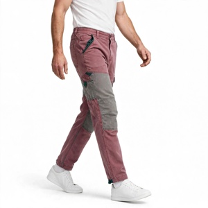 Pantalon cargo pour homme, couleur marron, blocs de couleurs, plusieurs poches, taille élastique, pantalon de travail décontracté - Product Image 4