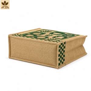 Sac de courses en jute naturel laminé, sac de courses pour la vente au détail, 36x40x15 cm, logo personnalisé, vente en gros, OEM, marque privée, modèle MY-JT-14 - Product Image 3