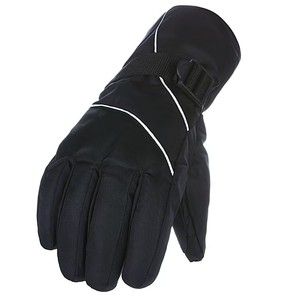 Guantes de esquí con dedos completos, negros, de poliéster, con aislamiento térmico, cierre de gancho y bucle, unisex, para invierno y actividades al aire libre - Product Image 1