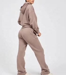 Conjunto Deportivo Unisex de Algodón con Capucha, Color Sólido, Corte Holgado, Sudadera y Pantalones Largos con Bolsillos Laterales, Ropa Casual de Otoño - Product Image 2
