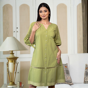 Elegante Vestido de Algodón Verde Aguacate para Mujer - Product Image 2