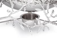Plat de service rond de luxe en acier inoxydable pour buffet, chauffe-plat professionnel avec cadre en branches naturelles