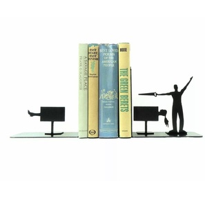 Ensemble de 2 serre-livres décoratifs en métal, serre-livres antidérapants, supports de livres en acier pour la décoration de la maison, design unique en forme de silhouette - Product Image 4