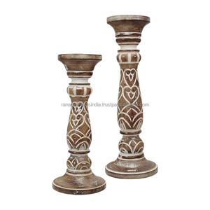 Ensemble de porte-bougies en bois de style vintage, support décoratif pour bougies, centre de table pour la maison, mariage, salle à manger, décoration de fête - Product Image 2