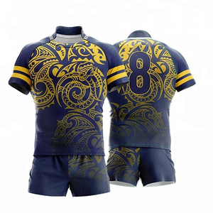 ชุดทีมรักบี้มืออาชีพ เสื้อเจอร์ซีย์กีฬาแบบระบายอากาศน้ำหนักเบา กางเกงขาสั้นสั่งทำพิเศษพร้อมโลโก้ด้านหน้า สำหรับการแข่งขันและการฝึกซ้อม - Product Image 1