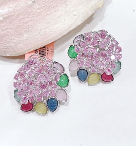 Luminous Flower Shape <b>Stud</b> <b>Earrings</b> With <b>Crystal</b> Rhinestones For Women Party Wear Bohemia Style Alloy Jewelry - Product Image 4