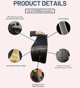 Extensiones de cabello Remy recto de hueso de espejo duradero, pelucas alineadas con cutícula, cabello tejido Premium vietnamita crudo de alta calidad - Product Image 6