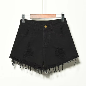 Shorts en jean déchiré extensible grande taille pour femme, style vintage respirant, motif tendance pour l'été, pour jeunes filles et femmes - Product Image 3