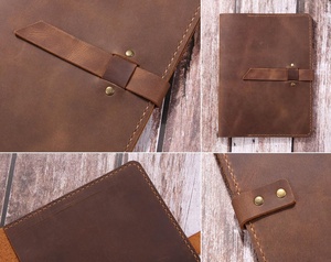 Bolso de cuero genuino Padfolio Crazy Horse Leather A4 Bloc de notas Portadocumentos Carpeta de cuero para portadocumentos de viaje - Product Image 2