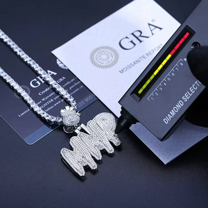 MMP <b>Initials</b> CEO <b>Pendant</b> Fine Jewelry <b>Pendants</b> & Charms Iced Out Moissanite Hip Hop Necklace Rhodium Plated GIA - Product Image 1