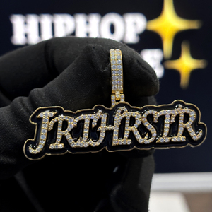 <b>Custom</b> Letter <b>Name</b> Pendant Black Enamel 925 Sterling Silver Gold VVS Moissanite Iced Hip Hop Style <b>Necklace</b> Wholesale OEM Unisex - Product Image 5