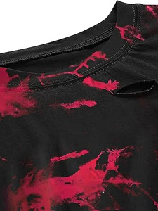 Nueva Llegada, Camiseta Tie Dye de Diseño Sólido para Mujer, Manga Corta, Cuello Redondo, Corte Holgado, 100% Algodón Poliéster, Transpirable, Ropa Casual de Verano - Product Image 3