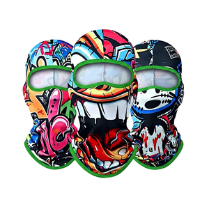Masque facial balaclava imprimé graffiti coloré imitant un animal, unisexe, extérieur, 100% polyester, respirant, imperméable, cyclisme, enfants - Product Image 3