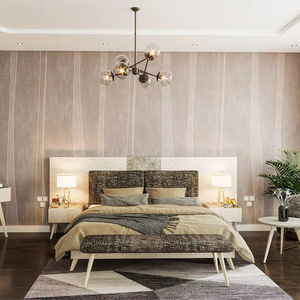 Cama Clásica King-Size de Madera de Teca, Juego de Tableros de Madera Sólida, Diseño Moderno de Alta Calidad, Cómoda, para Dormitorio u Hotel, Sostenible - Product Image 1