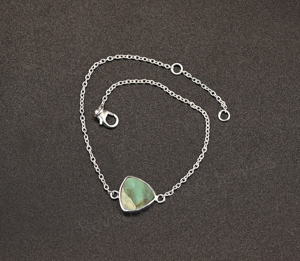 Top Quality Solid 925 Silver Labradorite <b>Gemstone</b> 10mm Triangle Bezel Setting Rhodium Plated Chain Minimalist <b>Bracelet</b> For Women - Product Image 6
