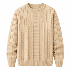 Men's Beige Knitted <b>Pullover</b> <b>Sweater</b> Full Sleeve Solid Color Autumn Wear Anti Wrinkleled And Fully Customizable Knitted <b>Sweater</b> - Product Image 3