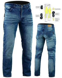 Men's Blue Denim Motorcycle Pants With Removable CE <b>Knee</b> And Thigh <b>Protectors</b> For Biker Riding Gear - Product Image 1