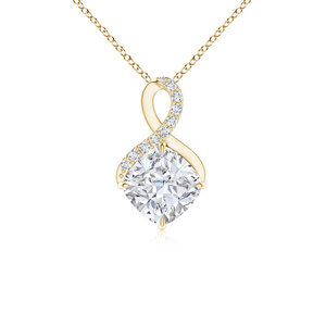 Colgante Infinito con Diamante Cultivado en Laboratorio, Corte Cojín Vintage, para Mujer, Oro 10K 14K 18K, Plata 925 935, Certificado IGI, Joyería Fina para Boda - Product Image 1