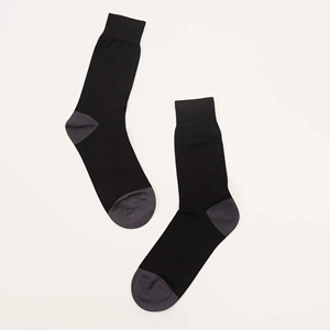 Men's <b>Black</b> Crew <b>Socks</b> 100% Cotton Breathable Knitted Solid Color Daily Wear Autumn Season Standard Thickness - Product Image 4