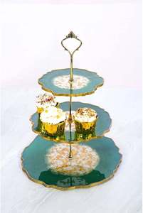Decorative Eco-Friendly Resin <b>Cake</b> <b>Stand</b> with 3-Piece <b>Stand</b> Modern Home Display Handmade Serving Pedestal Dishwasher Safe - Product Image 3