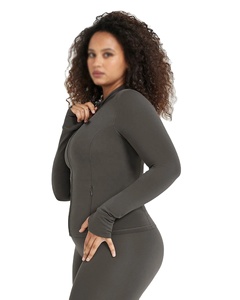 Séchage rapide à manches longues Yoga Fitness veste col haut fermeture éclair sport entraînement veste haut femmes veste et manteau - Product Image 2