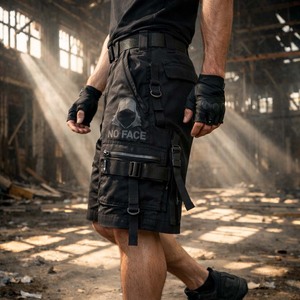 Shorts cargo tactiques pour hommes avec logo personnalisé, multi-poches, style techwear, avec ceinture, streetwear, shorts utilitaires, vente en gros - Product Image 5