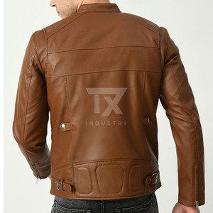 Top Quality <b>Men's</b> Black Genuine <b>Leather</b> <b>Jacket</b> – Fashion Casual Zipper Motorcycle Biker <b>Jacket</b> for <b>Men</b> - Product Image 2