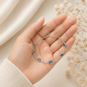 Natural Oval Shape London Blue Topaz Gemstone 925 <b>Solid</b> Sterling Silver Handmade Women's Bracelets for Certified Rose <b>Gold</b> - Product Image 5
