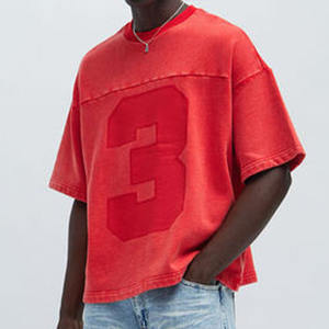 Camiseta Oversize Vintage Lavada para Hombre, Algodón Pesado de 250 GSM, Estilo Urbano Retro con Gráficos Numéricos, Proveedor OEM ODM - Product Image 4