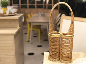 Porte-vin en bambou, panier à vin pour cadeau, 2 bouteilles, rangement de cuisine, support à vin tissé naturellement, fournisseur et fabricant en gros - Product Image 2