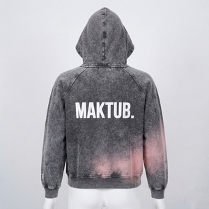 Sweat-shirt à capuche brodé Maktub pour homme, en coton marron, tissu molletonné français, décontracté, logo au dos, coupe classique, pour l'automne - Product Image 4